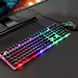 104 Keys USB Wired Gaming Keyboard Mechanical LED Backlit Keypad For Desktop PC