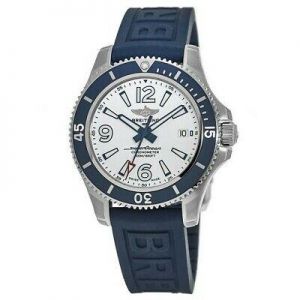 yonatan15001@gmail.com תכשיטים New Breitling Superocean 42 White Dial Blue Rubber Men&#039;s Watch A17366D81A1S1